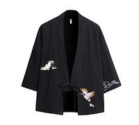 Black Sugar Kimono - Giacca da uomo tradizionale in cotone di buona qualità, con bordo giapponese, colore: Nero, Nero , 5XL