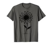 Black Sunflower Sketch Minimalist Botanical Line Graphic Maglietta