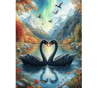 Black Swan Couple in Heart Shape Puzzle 1000 Pezzi Sfida Rompicapo Estrema Mitos Cuento De Hadas Impossibile Da Completare Per Collezionisti Esperti Regalo Per Chi Ama Le Sfide 1000 PCS