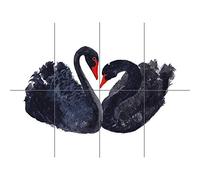 Black Swans Painting XL Giant Panel Poster (8 Sections) Pittura Manifesto