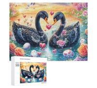 Black Swans with Pearl Necklaces at Sunset Puzzle 500 Pezzi Per Coppie Collaborazione in Casa Pensiero Strategico Regalo Per Romanticismo 500 PCS