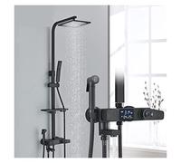 Black tatic Shower Column with Digital Display, Rainfall Showerhead, Hot & Cold Water Mixer, Bath System, Slish Bathroom Faucet (D10-2)