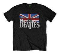 Black The Beatles Drop T Logo & Vintage Flag autorizzato Uomo maglietta