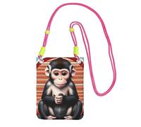 Black The Silent Monkey Print Small Crossbody Borsa per cellulare, Carina Porta una borsa per cellulare in diagonale, per shopping, passeggiate, fucusia, taglia unica