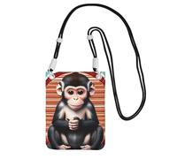 Black The Silent Monkey Print Small Crossbody Cell Phone Bag, Carino Carry A Mobile Purse Diagonally, per lo shopping, Walking, nero, Taglia unica