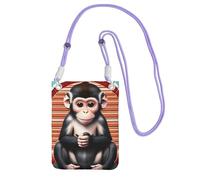 Black The Silent Monkey Print Small Crossbody Cell Phone Bag, Carino Carry A Mobile Purse Diagonally, per lo shopping, Walking, Viola, One Size