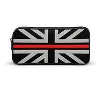 Black Thin Red Line UK British Flag Pencil Pen Case Portable Pen Pouch Cancelleria Organizer Borsa per trucco con cerniera