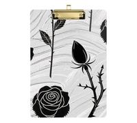 Black Thorn Rose - Portablocco formato A4, impermeabile, per insegnanti, dimensioni 22,9 x 30,5 cm