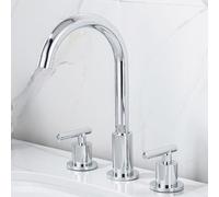Black Three-Hole Faucet Hot And Cold Water Three-Piece Set of all-Copper Three-Hole Split Faucet Basin, Silver Big bay Pipe