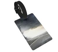 Black Tornado Funnel Gas and Thunder Rolling On The Road Fume Disaster 2 Pezzi Etichette per Bagagli, Anello per Etichetta ID per Copertura Privacy e Scheda Indirizzo per Valigia Borsa da Viaggio