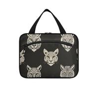 Black Tribal Tigers Leopard Hanging Makeup Travel Bag con gancio, Designer Kit espandibile Bag per adulti Travel estuche para maquillaje L