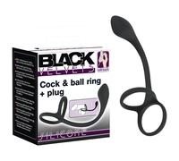 Anello fallico e testicolare con dildo anale sottile Black Velvet (nero)