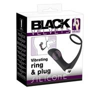 Black Velvets - vibratore anale con anello fallico - silicone nero