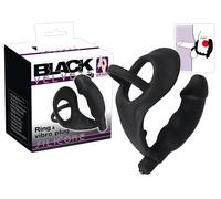 Black Velvets - vibratore anale con anello pene e testicoli (nero)