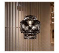 Black Vintage Weaving Pendant Lights Dining Table Chandelier with Shade Industrial Lighting Flushmount Hanging Light for Kitchen Living Room Bedroom Restaurant(11.8in)
