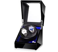 Black Watch Winder Box per Doppi Orologi Automatici, Custodia per Vento Automatica, con Luce a LED Blu, Accessori per Motori Super tranquillistici, B, B, B,