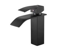 Black Waterfall Basin Faucet,upgrade Modern Single Handle Bathroom Faucet,brass Large Square Spout,hot And Cold Water Available