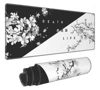 Black White Cherry Blossom Mouse Pad Sakura Death Life Extended Desk Mat 80x30 Cm Non-slip Rubber Ba