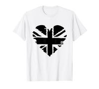 Black & White Heart-Shaped Flag of The UK Union Jack Maglietta