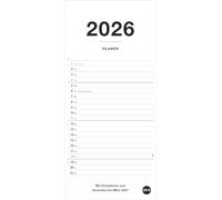 Black&White Planer 2026: Praktischer Streifenkalender für ein oder zwei Personen im minimalistischen Schwarzweiß-Design. Terminübersicht leicht gemacht im Hochformat 16 x 34,7 cm