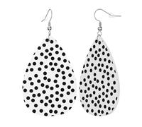 Black White Polka Dot Print Orecchini In Pelle Stampato Orecchino In Pelle Leggera Orecchini Da Donna Per Tutti I Giorni Donne