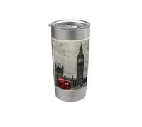 Black & White Retro Real London with Big Ben, London Skyline Bicchiere termico in acciaio inox doppia parete
