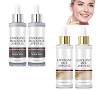 Black White Rice Face Exfoliator,Rice Peeling Ampoule,Soft Exfoliating Face Exfoliator for Pore Minimizer,Ri Ce Bran Water Formula,Hydrating Radiance Boost for All Skin Type (Black and White 2pcs)