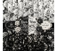 Black & White Roses Scrapbook Paper: 20 Double-Sided Sheets, 20 Unique Designs, 8.5" x 8.5" Gothic Monochrome Watercolor Craft Pad Featuring Luminous ... for Junk Journals, Decoupage and Card Making