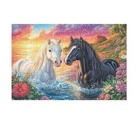 Black & White Running Horse Puzzle 1000 Pezzi Educativo Premium Equine Pair Stream Per Ragazzi Intelligenza Creativa Idea Regalo Natale E Pasqua 1000 PCS