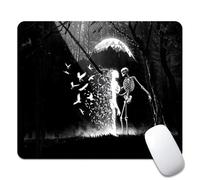 Black White Skull Moon Bird Tappetino Mouse Soffice Tappetini per Il Mouse Lavabile Mousemat per Pc Gioco Lavoro 25X30Cm