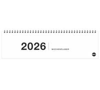 Black&White Wochenquerplaner 2026: Neutraler Tischkalender mit Spiralbindung zum Umklappen in schlichter Schwarzweiß-Optik für den perfekten Überblick über Ihre Termine. Maße 32,5 x 9,3 cm