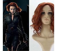 Black Widow Parrucche Cosplay Natasha Romanoff Parrucca Corta Riccia Mista Rosso Marrone Capelli Sintetici Resistenti Al Calore + Protezione Della Parrucca Libera