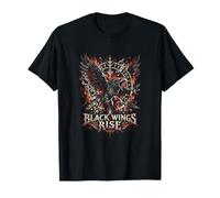 Black Wings Rise Raven And Dark Fantasy Symbols Maglietta