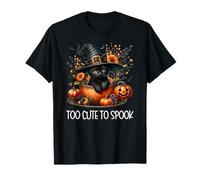 Black Witch Cat Kitten Graphic for Cat Mom Too Cute To Spook Maglietta