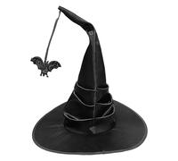 Black Witch Hat - Witch Hat | Halloween Witchs Hats | Witchs Hats For Women | Halloween Haat | Masquerade Wiitch Haat | Black Folds Wiitch Hatt With Spider Bat | Wittch Caps Cosplay With Bat