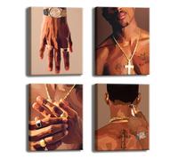 Black Woman Art Decor, Black Man Trend Art, Fashion Black Man Wall Art, Astratto African American Wall Art Decor per la casa e la camera da letto - Set di 4 (20,3 x 25,4 cm, con cornice)