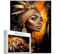Black Woman Close-up 1000 pezzi puzzle per adulti Squisito oro gioielli Art Puzzle colorato fai da te per la decorazione della casa regali puzzle famiglia perfetto per serate di gioco 50 × 70 cm