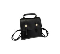 (Black) Women Leather Backpack Female Casual Shoulder Handbag Students School Book Bag Travel Backpack Small Backpack for Work Silver plus pendant