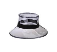 (Black) Women Men Summer PVC Transparent Bucket Hat Bright Jelly Solid Color Wide Brim Breathable Waterproof Fisherman Rain Hat Purple