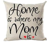 Black Word Art Quote Home Is Where My Mom Is Love Gift for Mother Family Fodere Cuscini Comodo Fodera per Cuscino Resistenti Fodere Cuscino per Divano Casa Esterno 45X45Cm