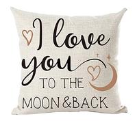 Black Word Art Quote I Love You To The Moon & Back Gift for Lover Federe Cuscini Square Fodere Cuscini Decorative Fodere Cuscino per Esterno Balcone Salotto 45X45Cm