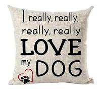 Black Word Art Quote I Really Love My Dog Paw Print Gift for Dog Pet Lover Fodere Cuscini Square Fodera per Cuscino con Cerniera Invisibile Fodere Cuscino per Salotto Divano Casa 45X45Cm