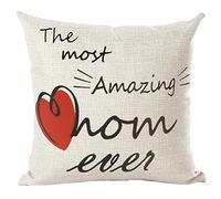 Black Word Art Quote The Most Amazing Mom Ever Red Love Gift for Mother Mother's Day Copricuscino Lusso Federe Cuscini Square Copricuscini per Casa Balcone Esterno 45X45Cm