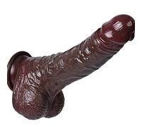 Black XXXL 8.5" Girth 10.2" Long Realistic BBC Dildo, Movable Foreskin, Suction Cup, TPE & Advanced Users