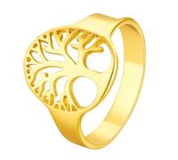 BlackAmazement Anello in acciaio inox 316L Wide Cast Albero della Vita Tree of Life Argento Oro Uomo Donna, Acciaio inossidabile