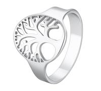 BlackAmazement Anello in acciaio inox 316L Wide Cast Albero della Vita Tree of Life Argento Oro Uomo Donna, Acciaio inossidabile