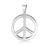 BlackAmazement Ciondolo in acciaio inox 316L, simbolo di pace sign simbolo del disarmo nucleare segno di pace simbolo argento donna uomo, Acciaio inossidabile