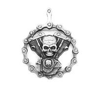 BlackAmazement Collana con ciondolo Live to Ride Ghost Rider teschio cilindro V motore nero motociclista uomo, Acciaio inossidabile,