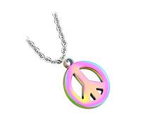 BlackAmazement Collana in acciaio inossidabile 316L con ciondolo Peace Sign CND Simbolo nucleare disarmo segno pace simbolo argento multicolore donna uomo donna, Acciaio inossidabile