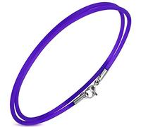 BlackAmazement Collana in gomma e gomma, 60 cm, colore: nero, marrone, viola, trasparente, rosa, chiusura a moschettone in acciaio inox,